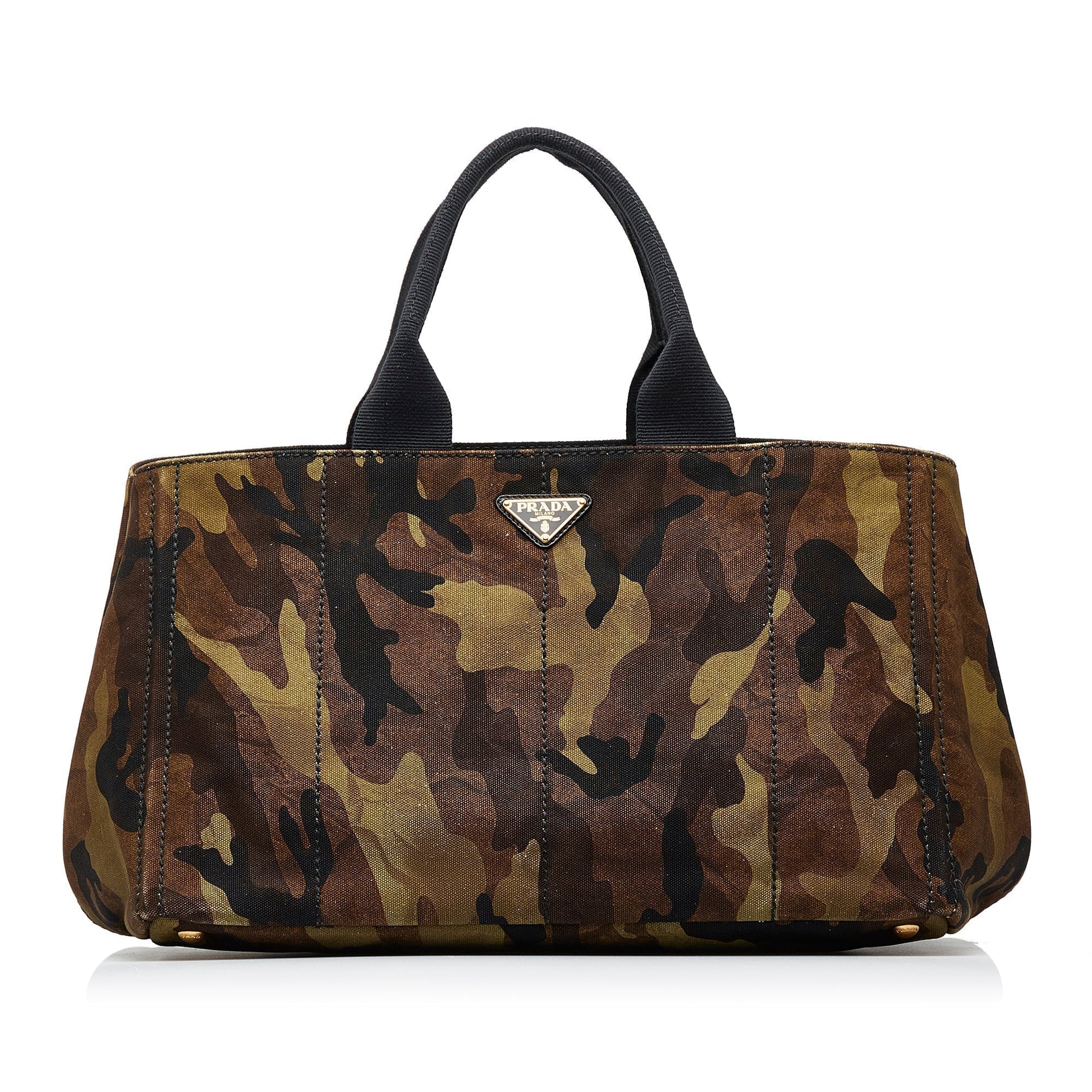 Prada Canapa Camouflage Tote Bag Brown