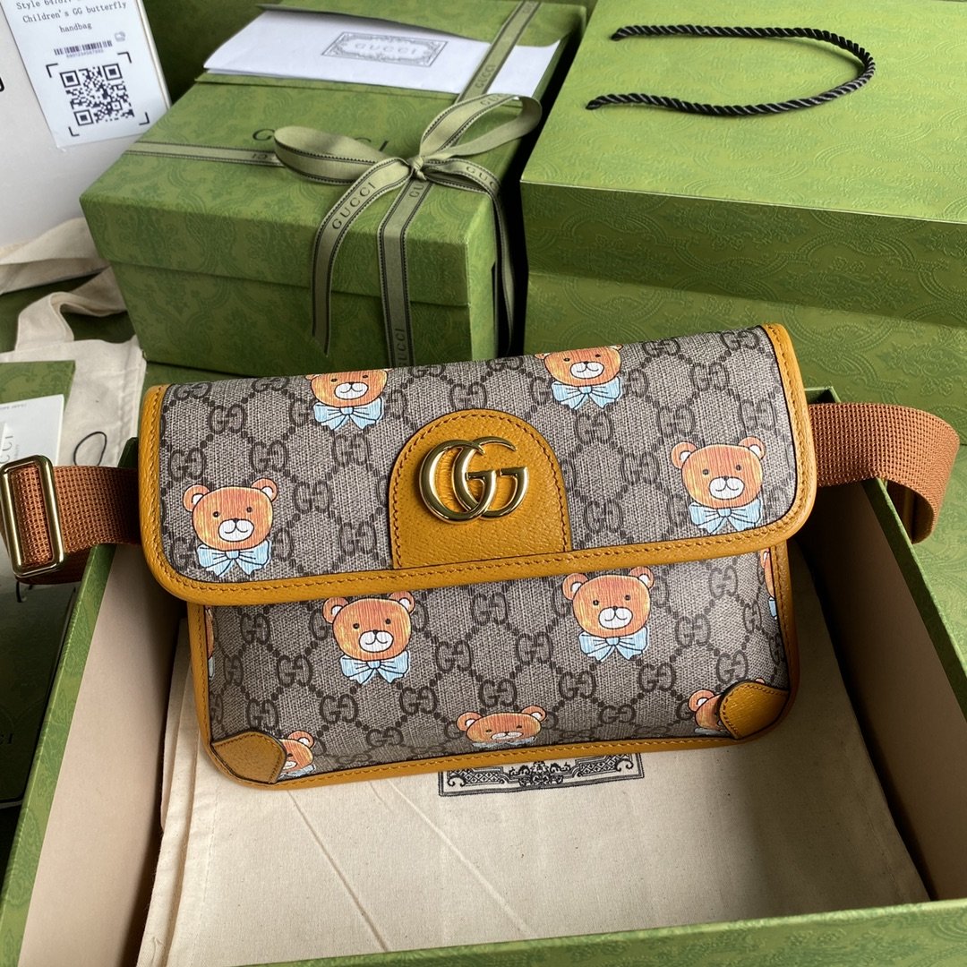 gg Ophidia Belt gg Supreme Canvas Beige Orange Accessory Bag