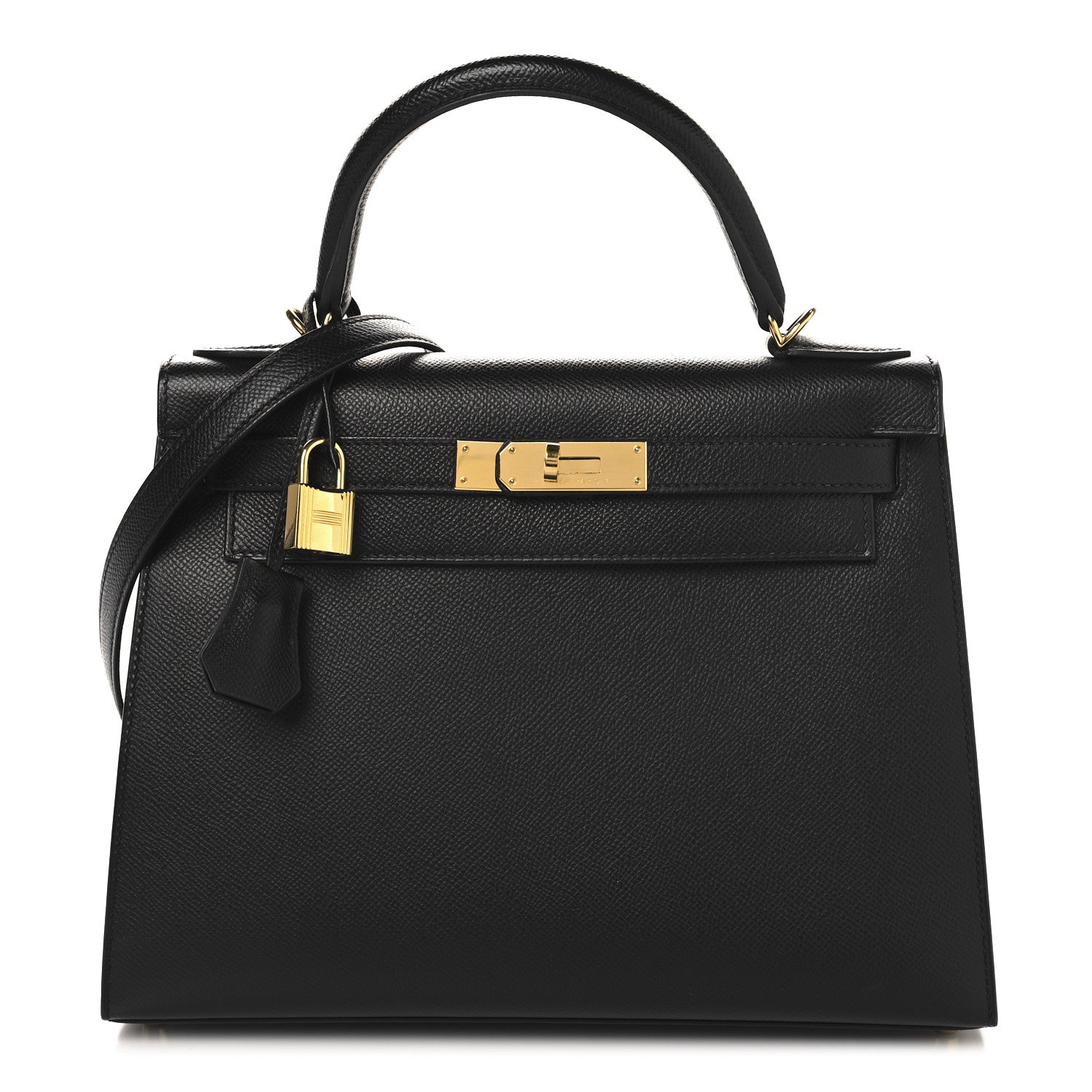 Hermes Epsom Kelly Sellier Handbag Black Travel Bag 28 Black 1718116