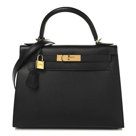 Hermes Epsom Kelly Sellier Handbag Black Travel Bag 28 Black 1718116