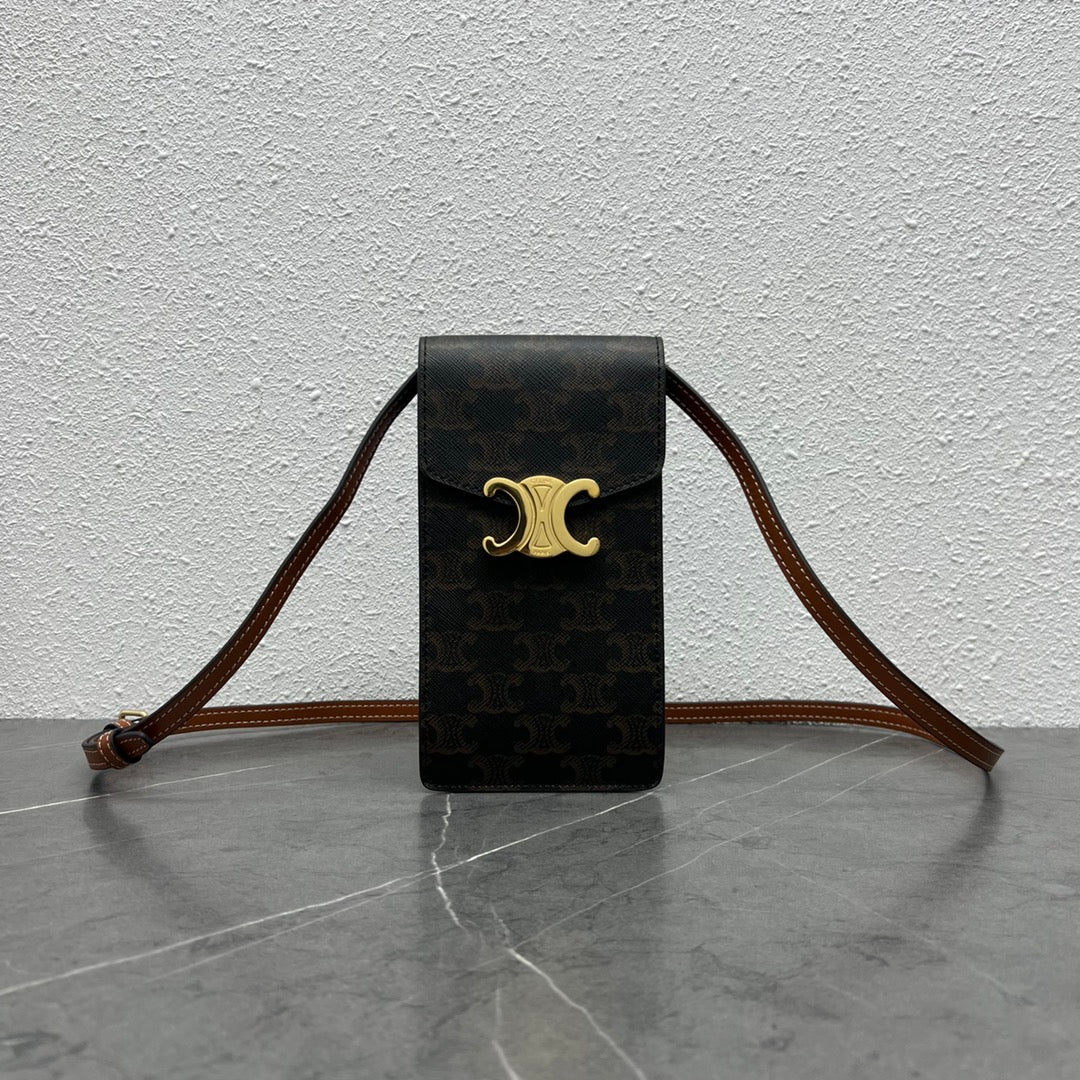 Top Quality Vertical Mobile Pouch Triomphe For Tan Travel Bag 10J092Dqb04Lu 8120