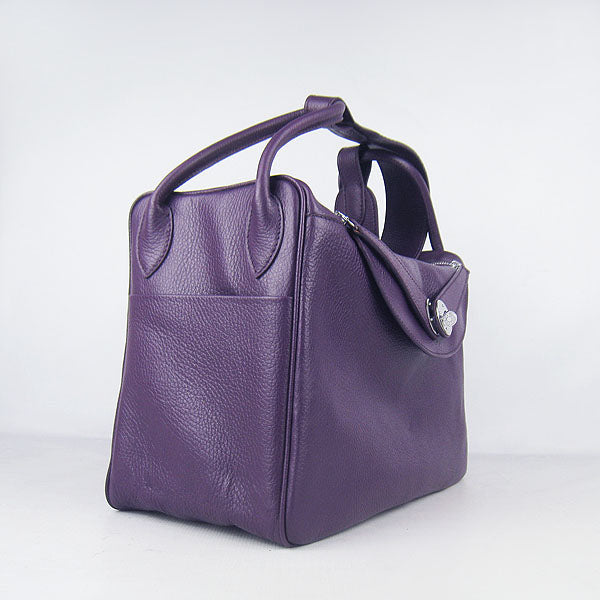 Hermes Luxury Lindy Cm Handbag Purple Silver Travel Bag