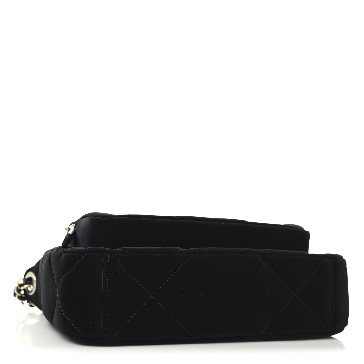 Chanel Velvet Effect Nylon Shiny Crumpled Calfskin Quilted 25 Clutch With Chain Black