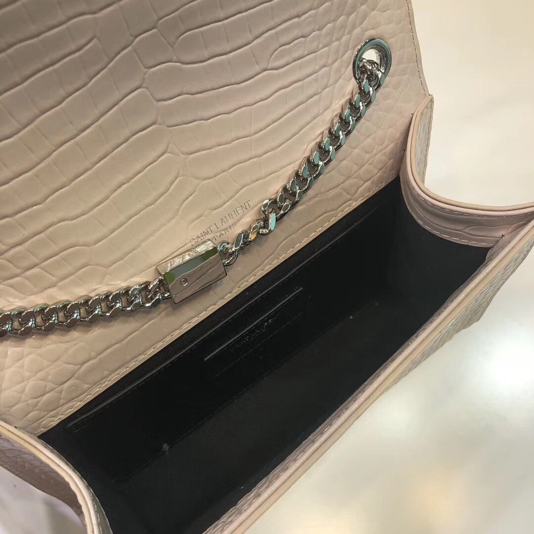 YSL Saint Laurent Kate Tassel Embossed 7.8in 20cm Beige Small Chain Handbag 78In20Cm Ysl