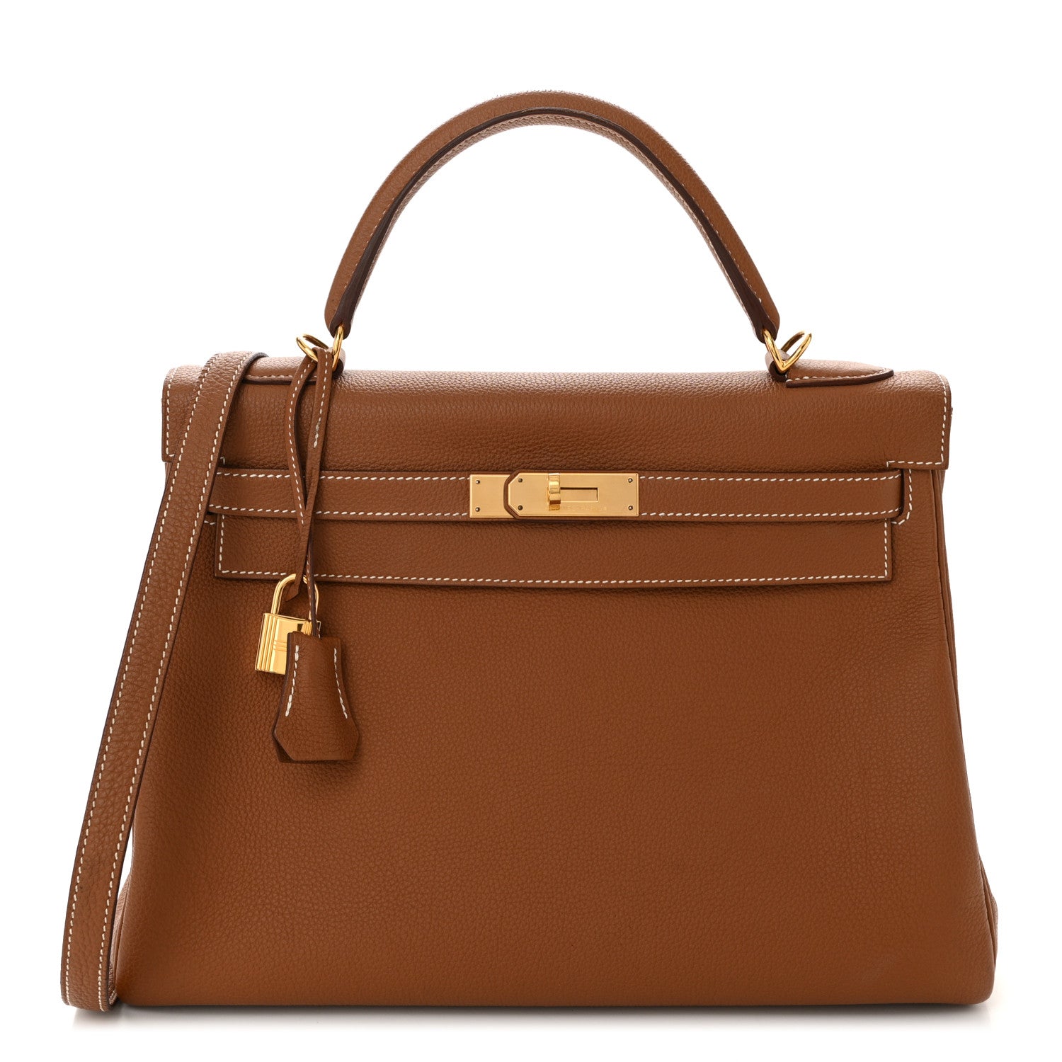 Hermes Togo Kelly Retourne Handbag Gold Travel Bag 32 Gold 1757525