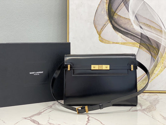 YSL Saint Laurent Manhattan Box 11in 29cm Black Shoulder Bag