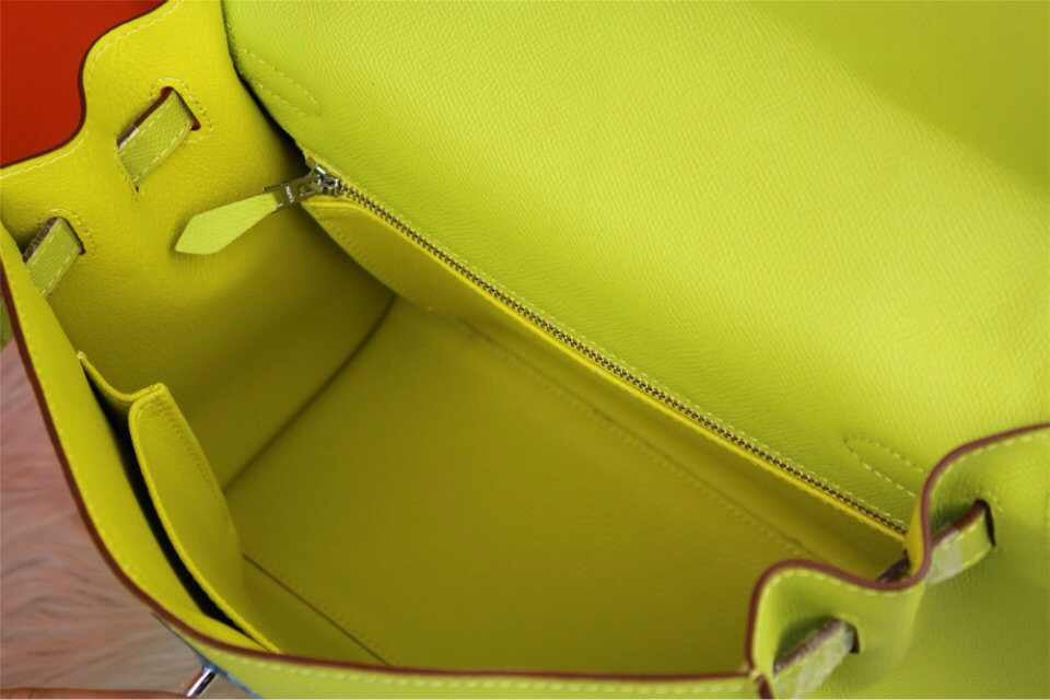 Hermes Luxury Kelly Cm Epsom Handbag Lemon Yellow Leather Travel Bag