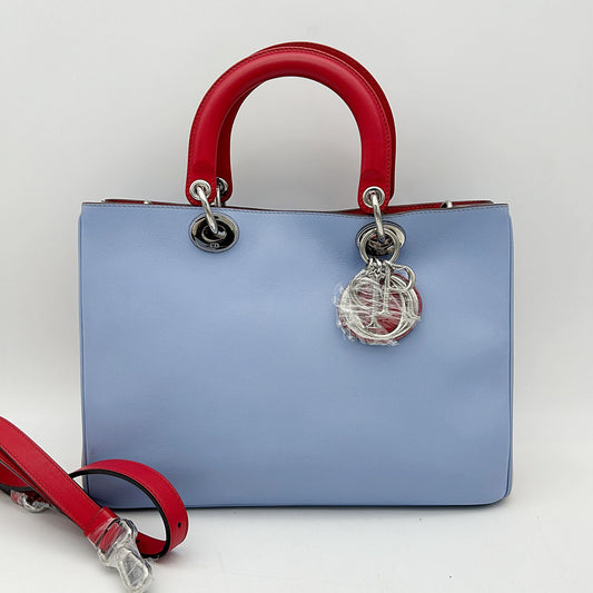 Dior Tote Bag Smooth Calfskin issimo Tote Light Blue Medium