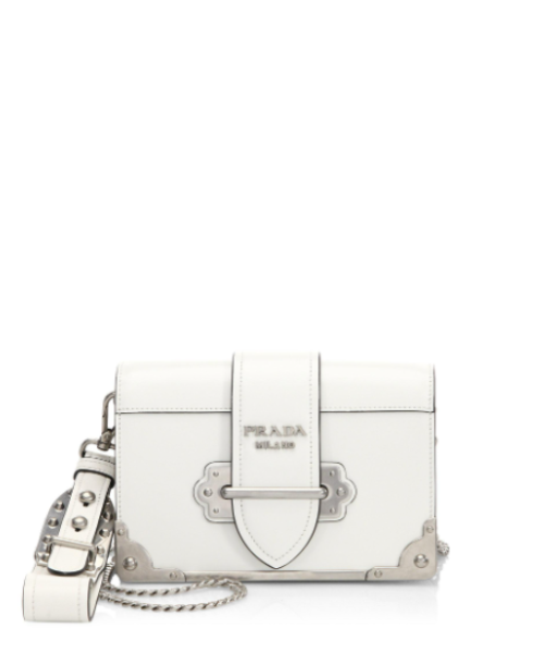 Prada Cahier Calf Bag Light Leather Calf Leather Green Travel Bag