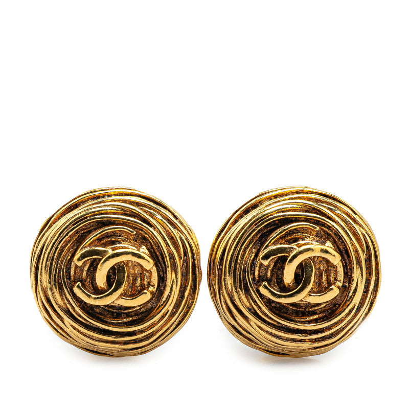 Gold Plated Coco Mark Earrings Jewelry Clip