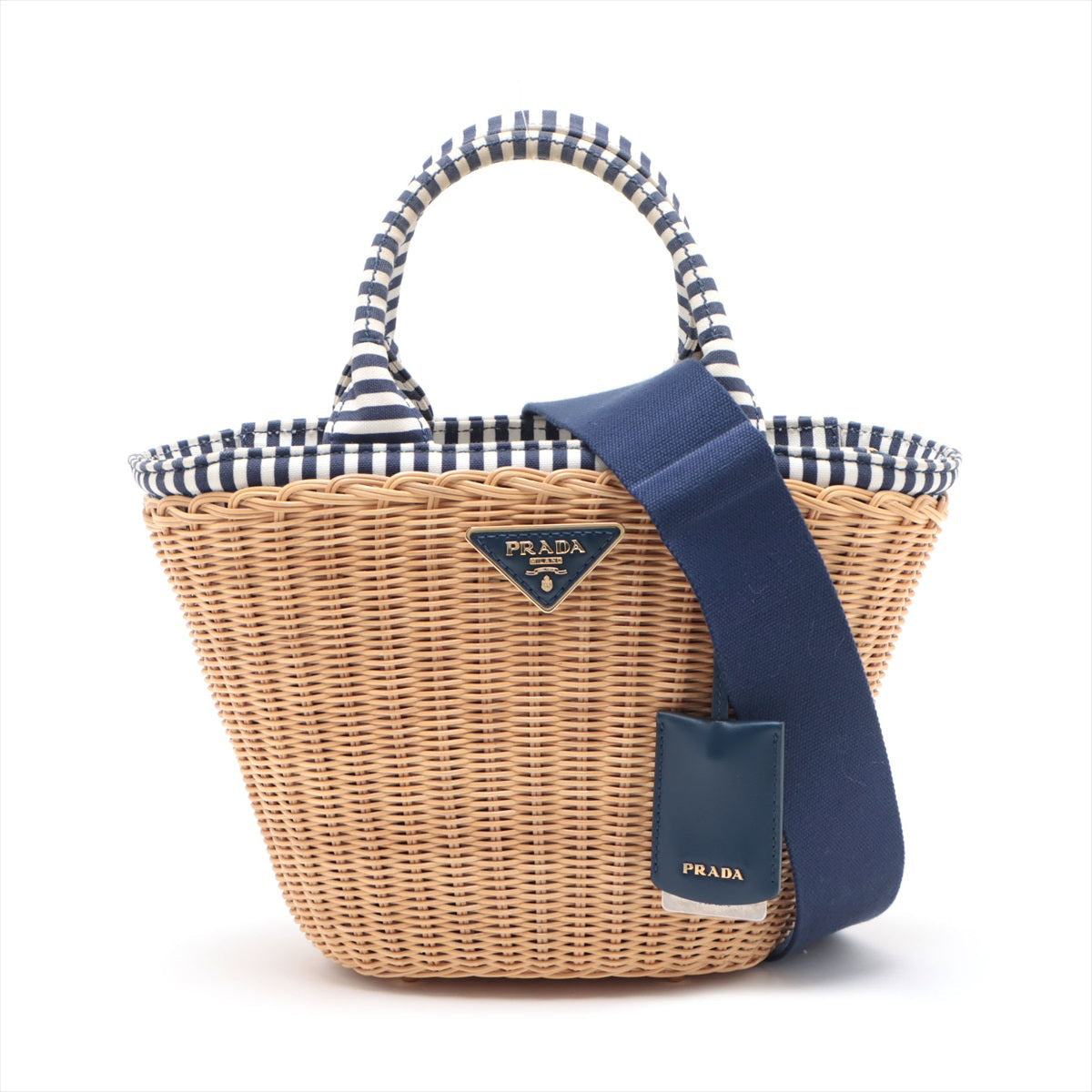 Prada Middolino Bag Wicker Navy Bucket Bucket Bag