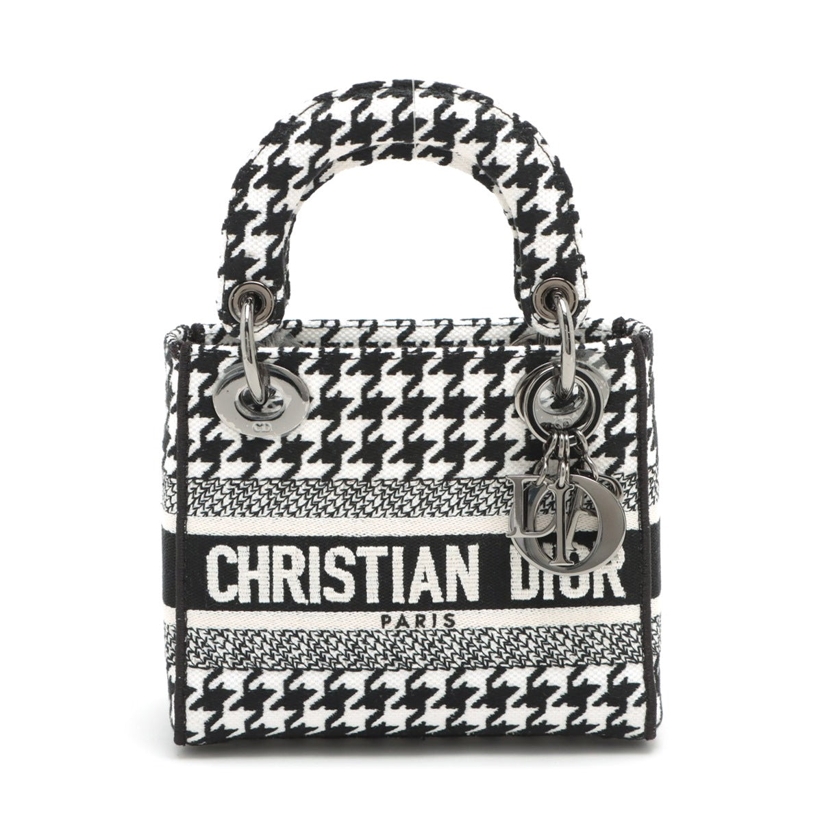 Dior Handbag Christian X Embroidery Lady D-Lite Bag Black White Mini Mini Bag