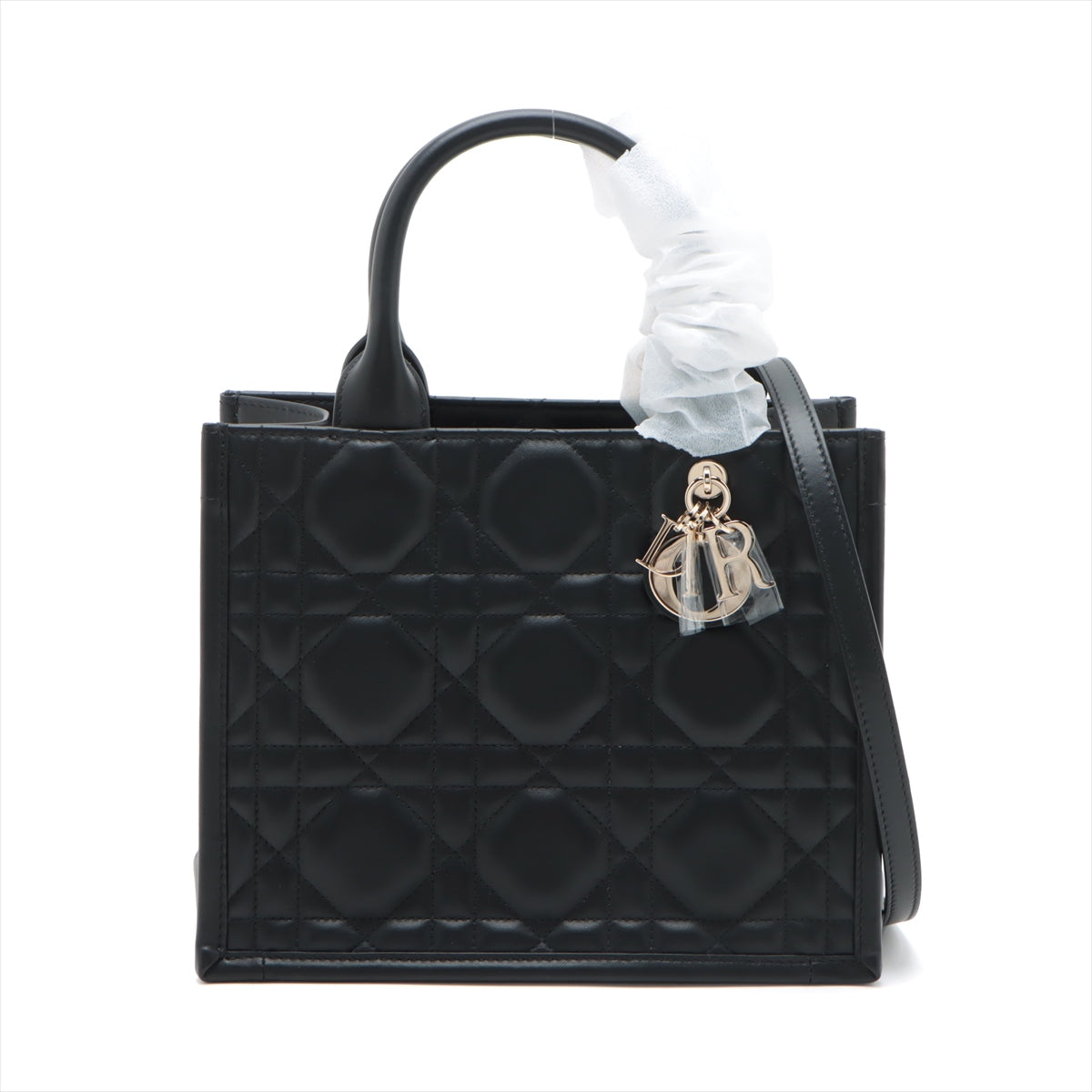 Dior Handbag Christian Book Tote Leather Black Small Tote Bag
