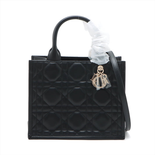 Dior Handbag Christian Book Tote Leather Black Small Tote Bag