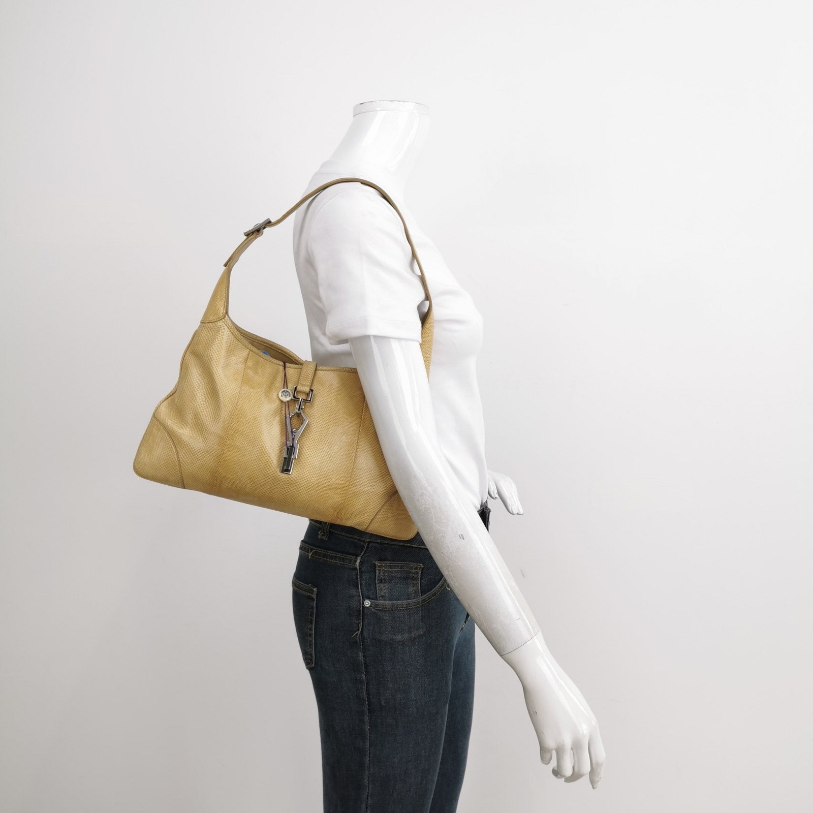 Gucci Jackie Yellow Exotic Lizard-skin Leather Gold Shoulder Bag
