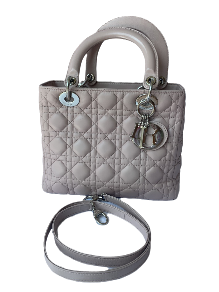 Dior Lady Cannage Ma Handbag Leather Pink Travel Bag