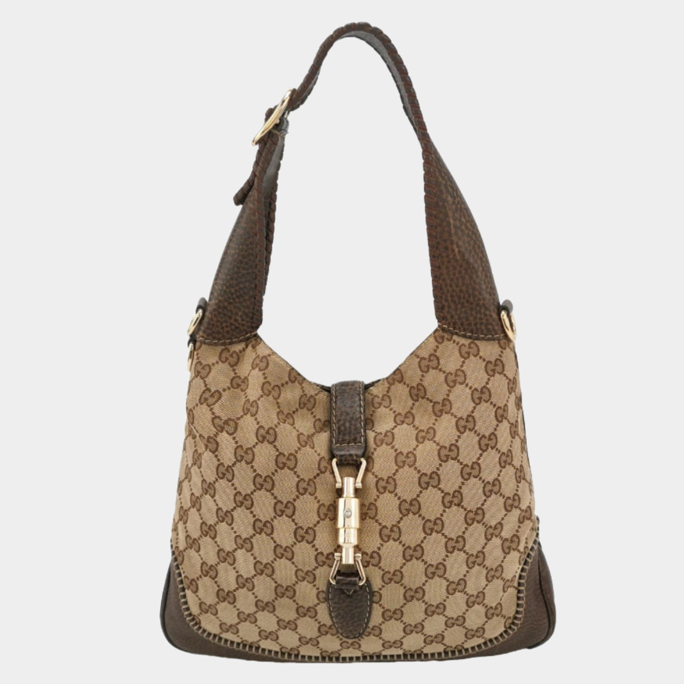 Gucci Jackie Soft Monogram Leather Canvas Medium Travel Bag