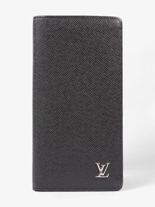 Louis Vuitton Taiga Portefeuille Brazza Long Black Leather Wallet Case