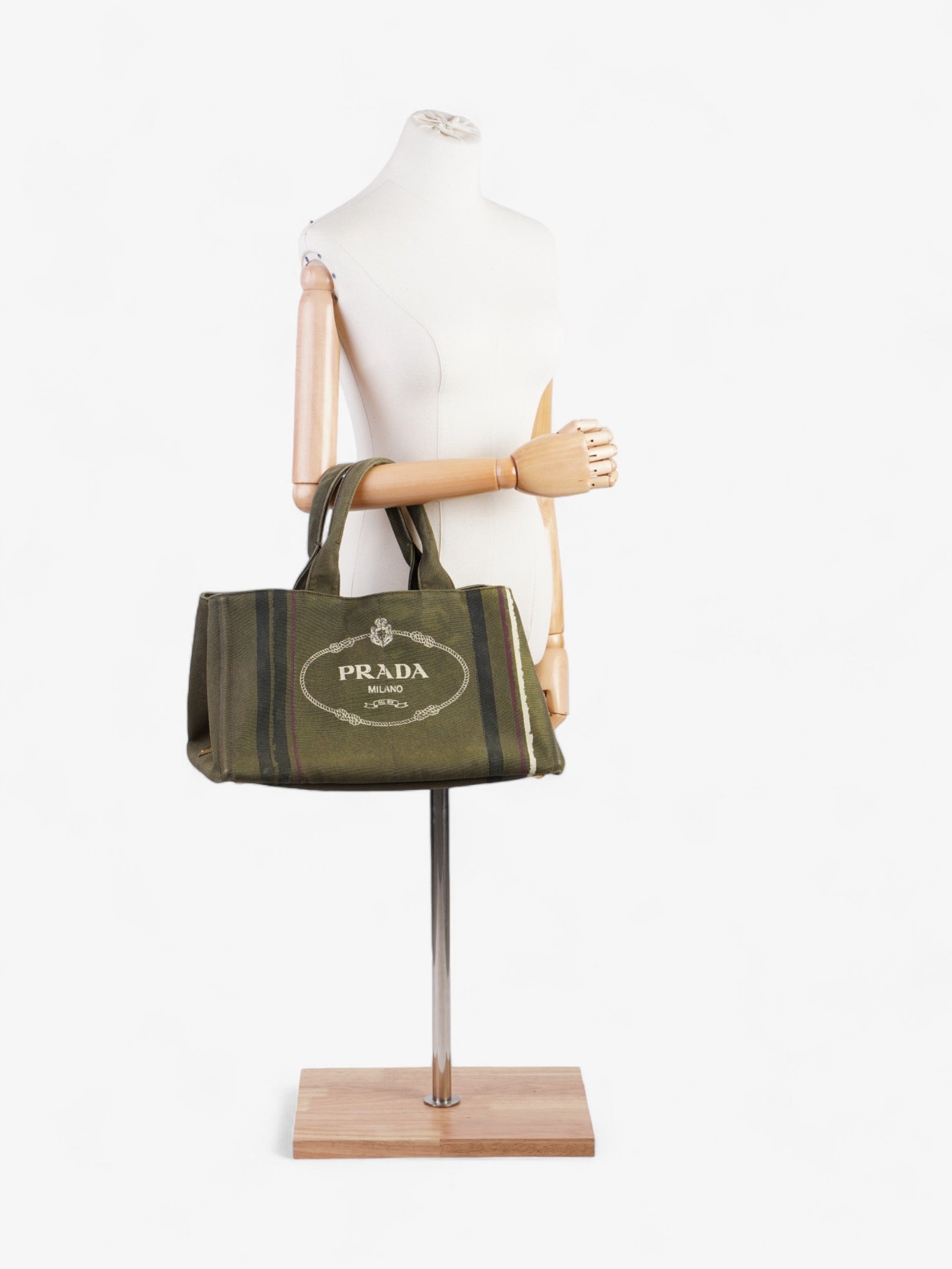 Prada Canapa Shoulder Bag Canvas Green