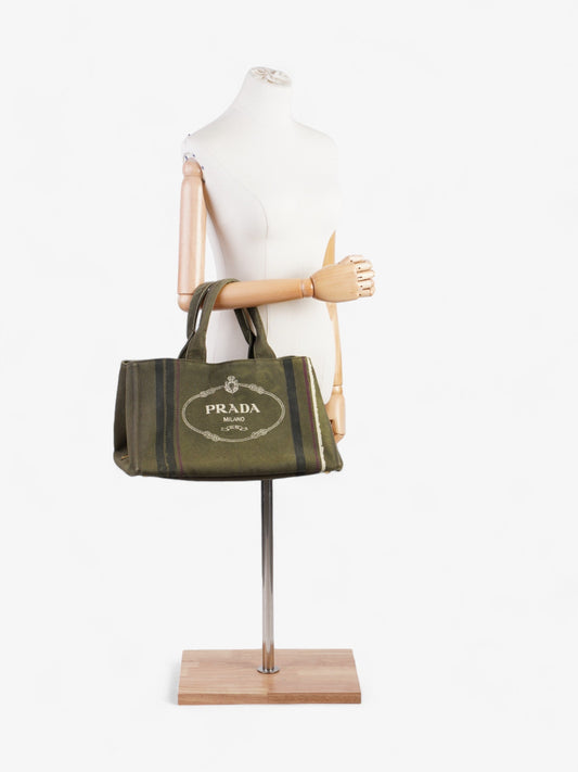 Prada Canapa Shoulder Bag Canvas Green