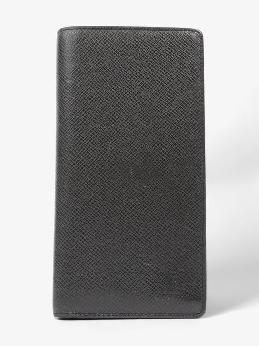 Louis Vuitton Taiga Portefeuille Brazza Long Black Leather Wallet Case Black Leather