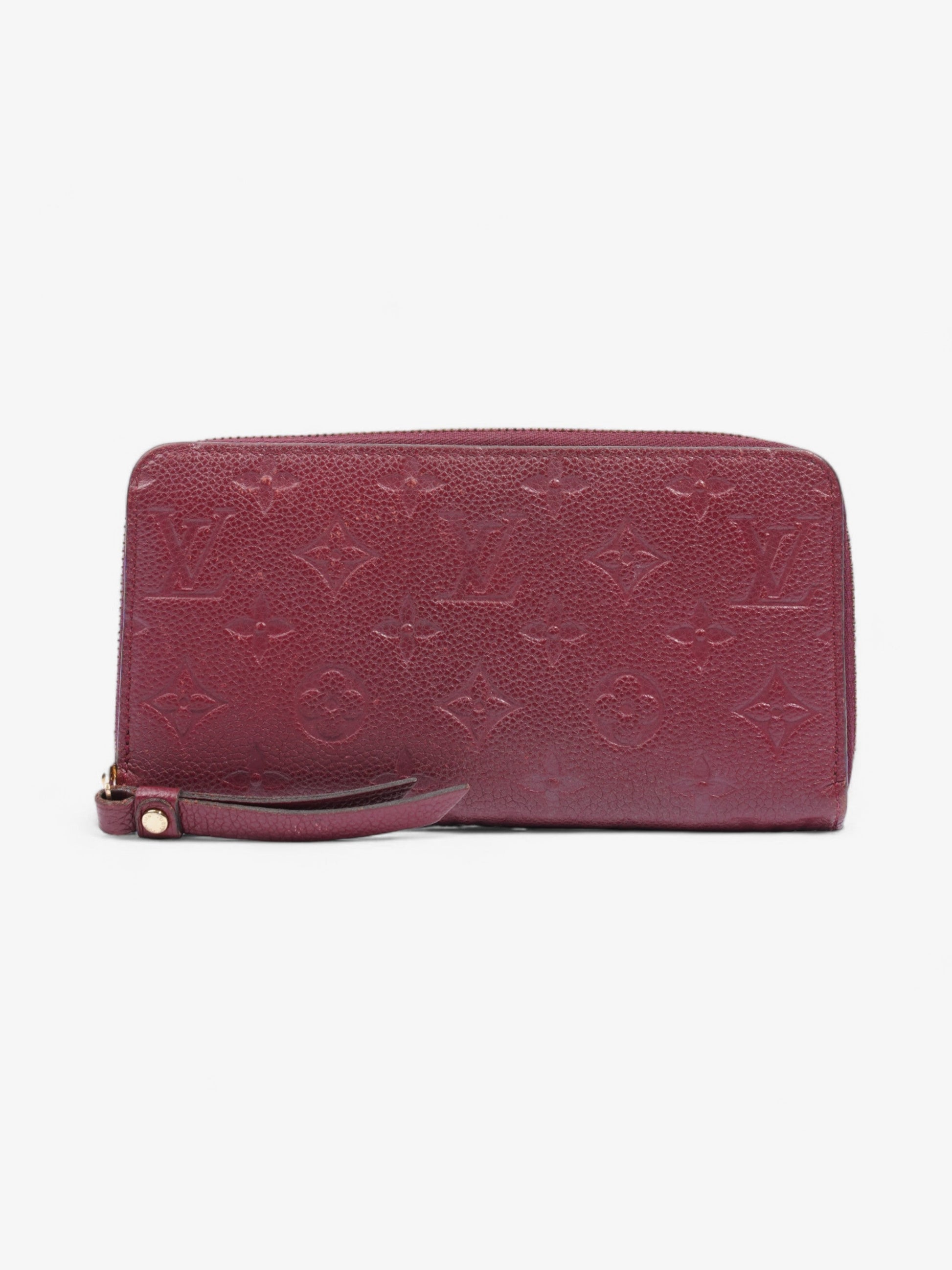 Louis Vuitton Zippy Maroon Empreinte Leather Wallet Case