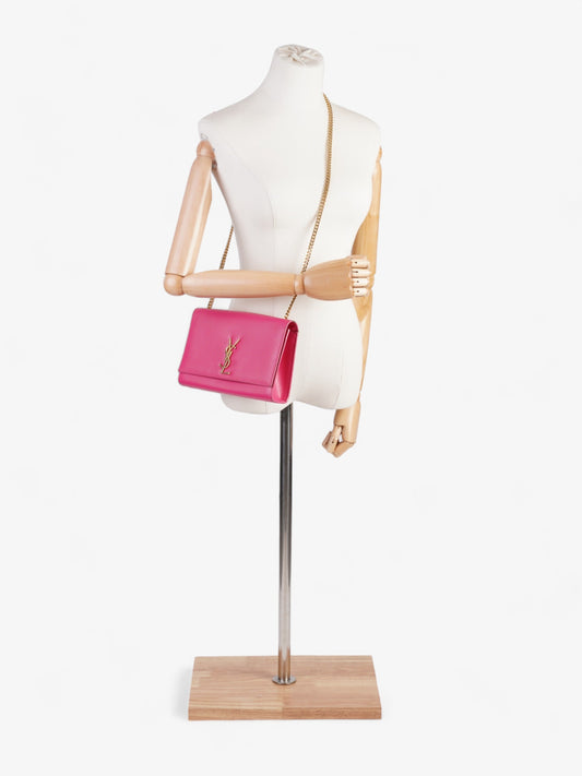 YSL Saint Laurent Kate Neon Grained Crossbody Bag Leather Pink
