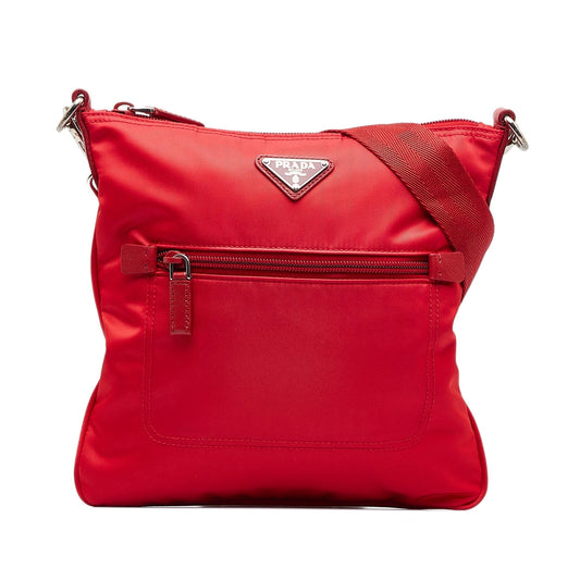 Prada Tessuto Luxury Handbag Canvas Nylon Red Crossbody Bag