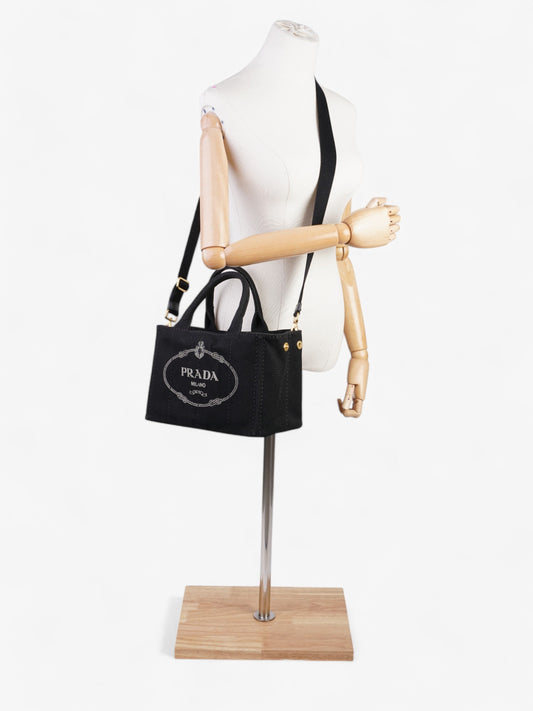 Prada Canapa Way Handbag Cotton Black Travel Bag