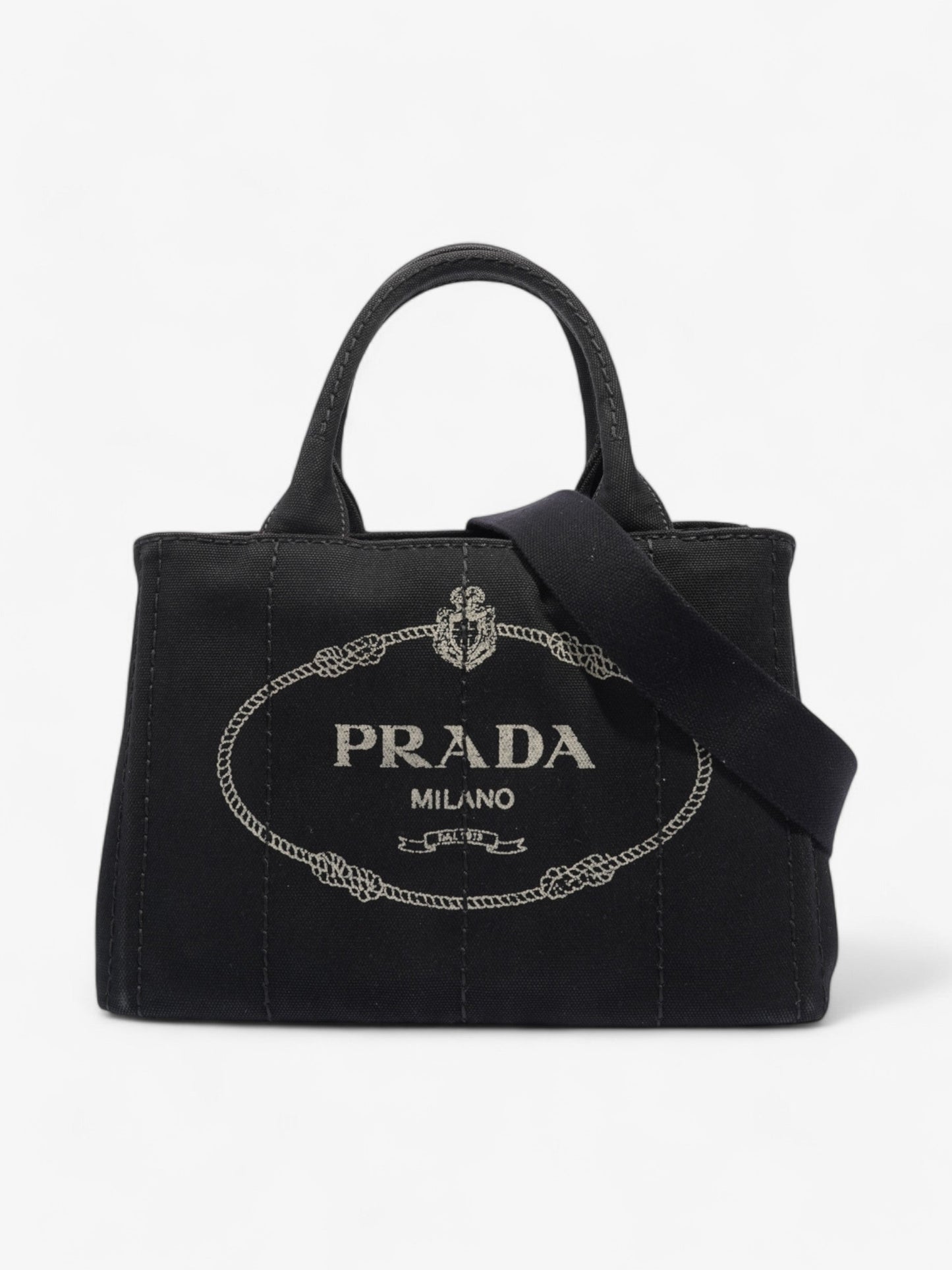 Prada Canapa Way Handbag Cotton Black Travel Bag