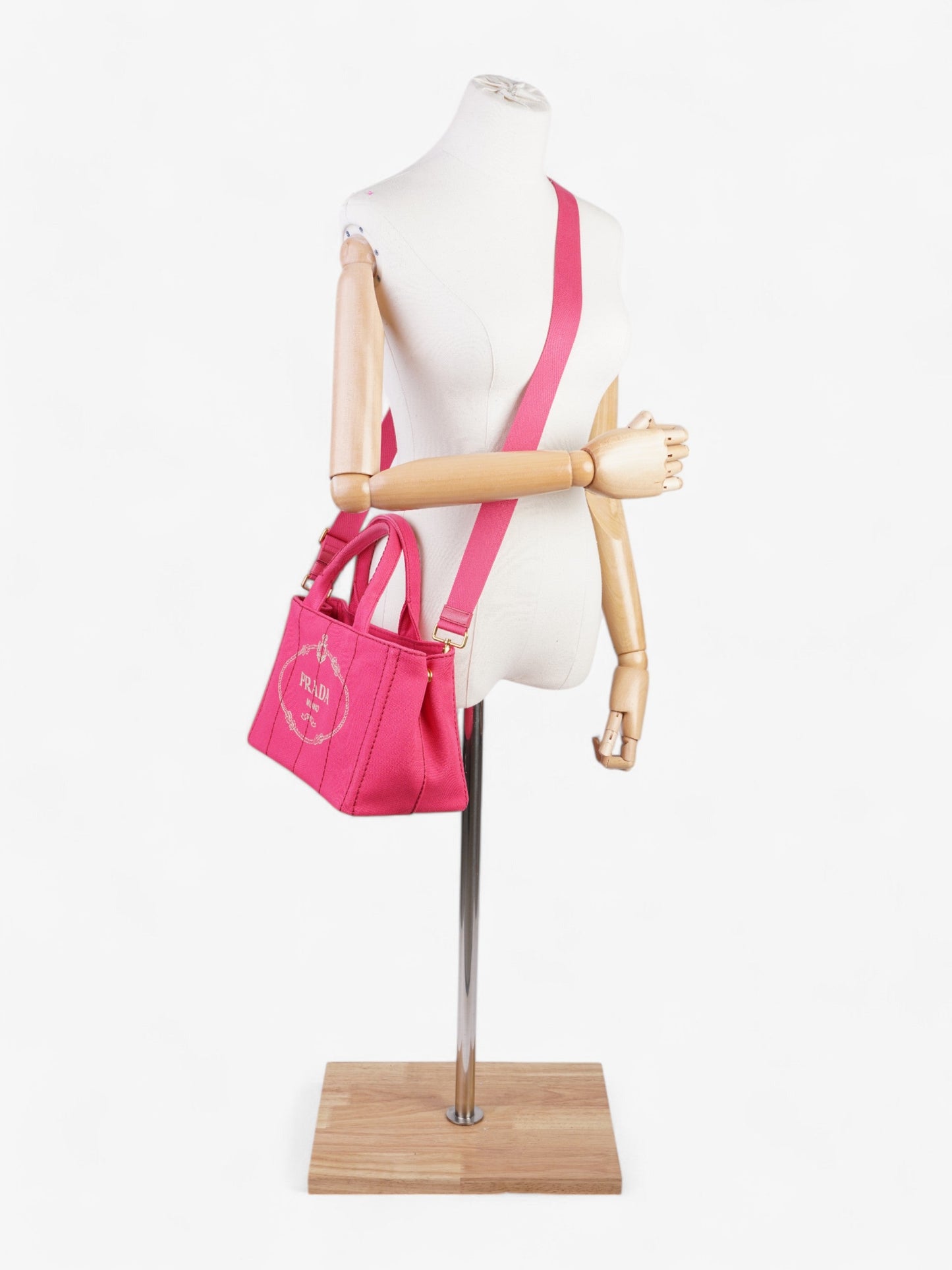 Prada Canapa Way Handbag Cotton Pink Travel Bag