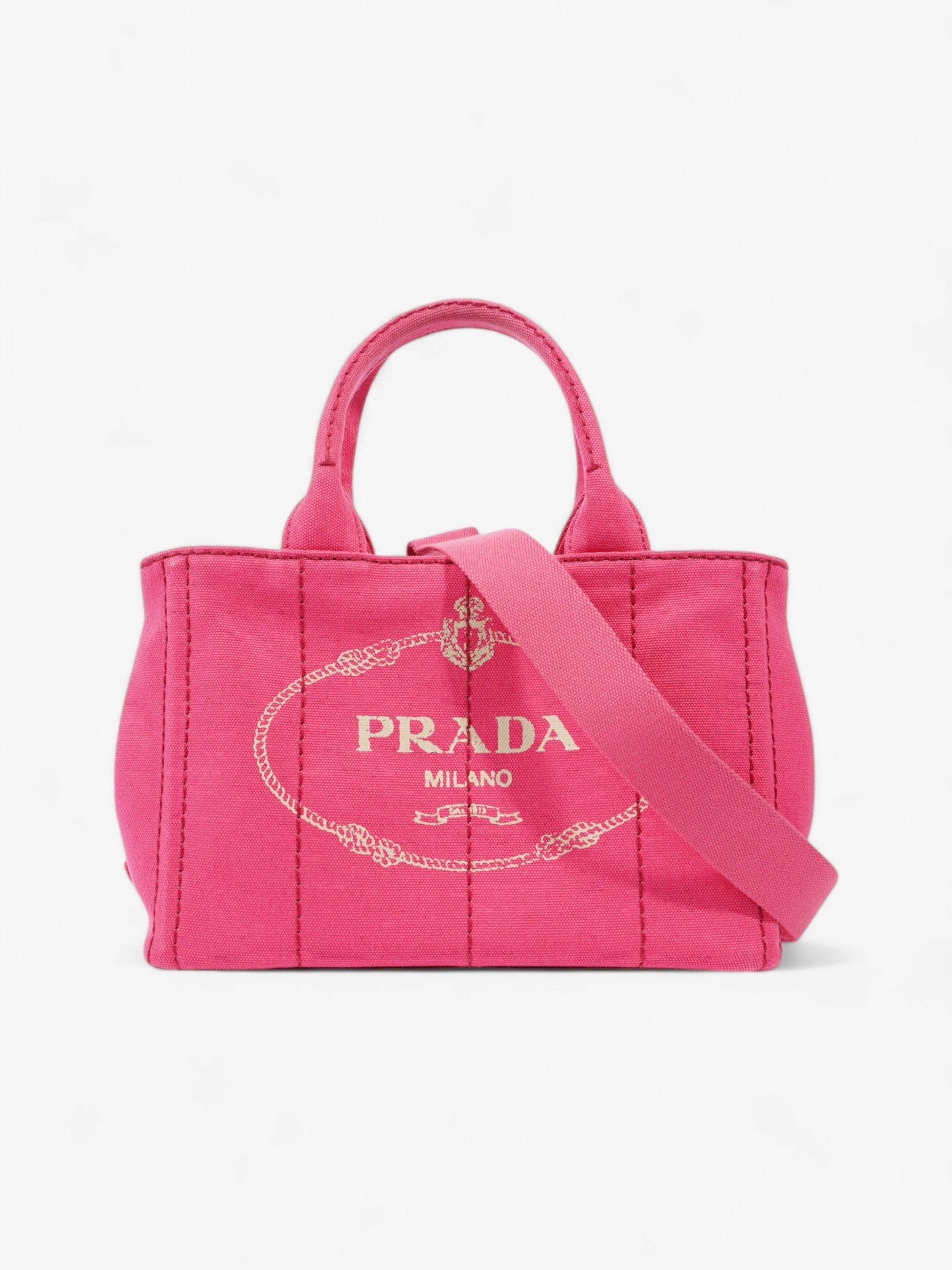 Prada Canapa Way Handbag Cotton Pink Travel Bag