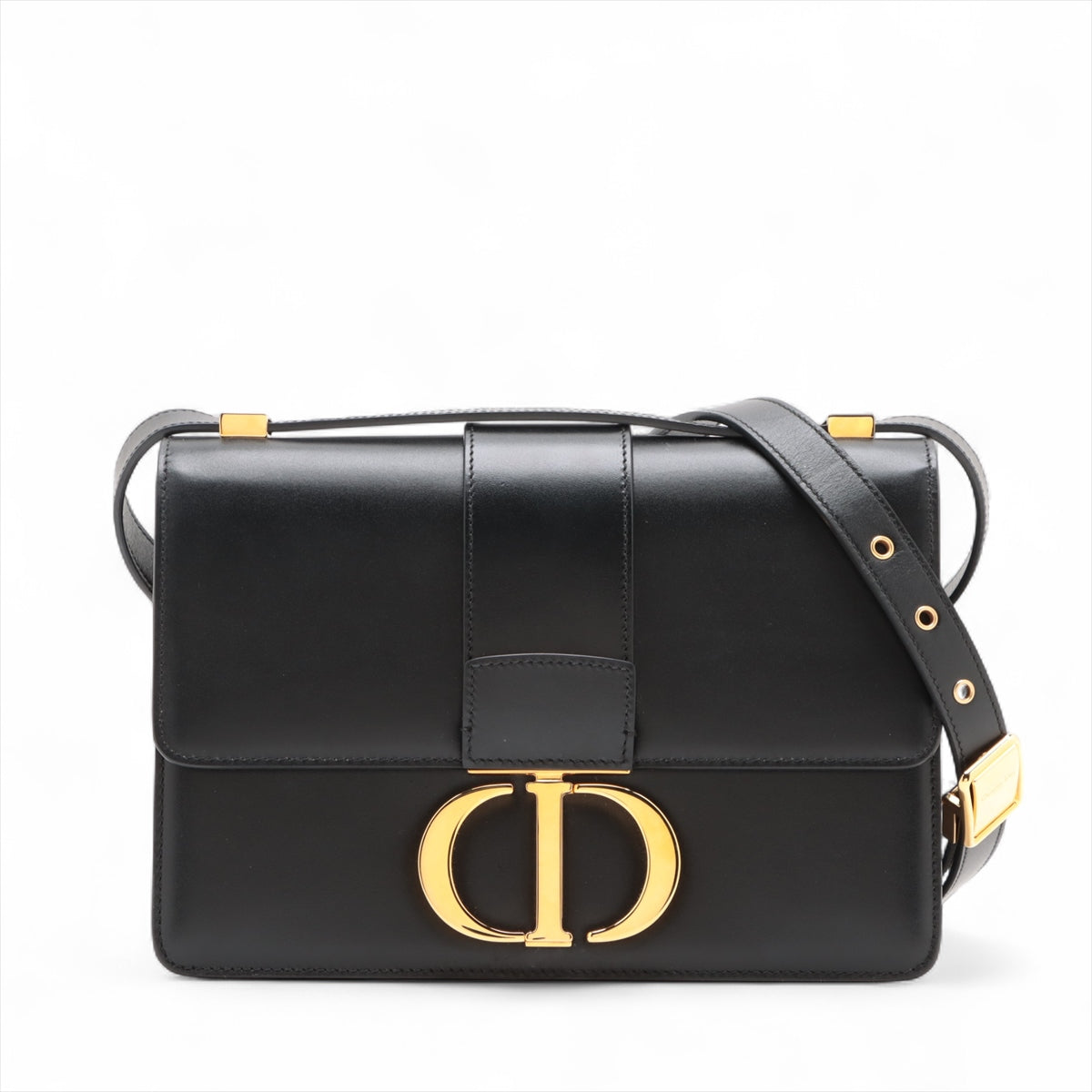 Dior Handbag Christian Montaigne 30 Leather Black