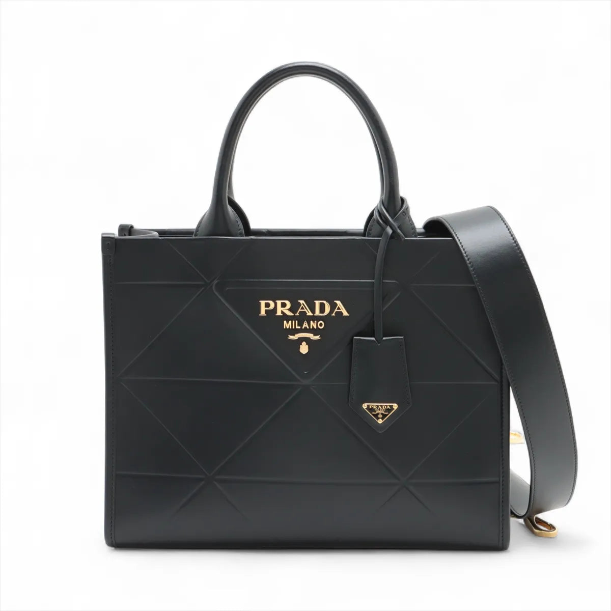 Prada Handbag Symbole Shopping Bag Leather Black Tote Bag