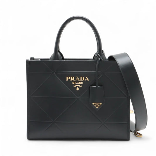 Prada Handbag Symbole Shopping Bag Leather Black Tote Bag
