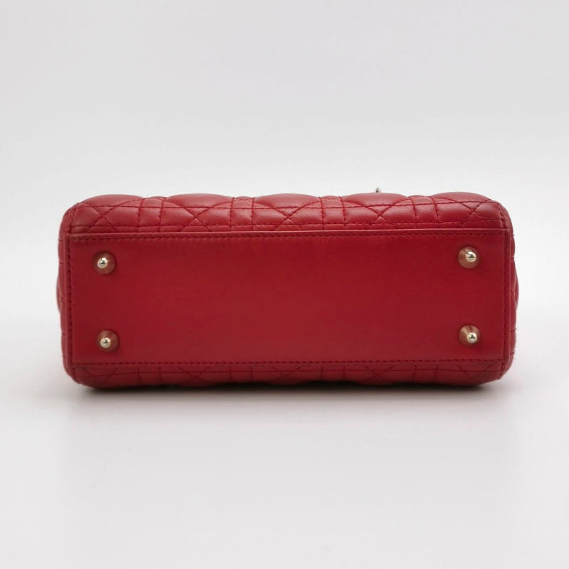 Dior Lady Small My Abc Lambskin Cannage Hardware Leather Red Travel Bag