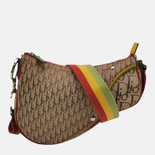 Dior Rasta Trotter Saddle Crossbody Bag Multicolor Strap Canvas