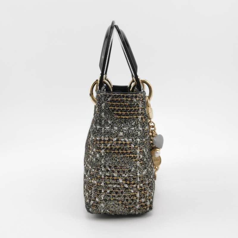 Dior Lady Christmas Limited Edition Tweed And Star Black Mini Travel Bag