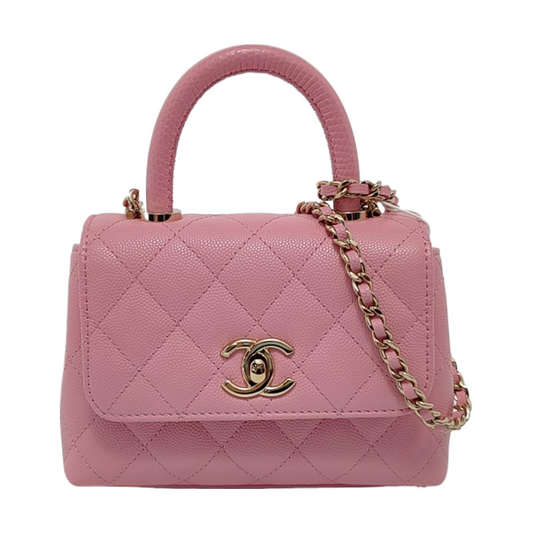 Chanel Coco Handle Super Caviar Hardware Pink Gold Leather Crossbody Bag