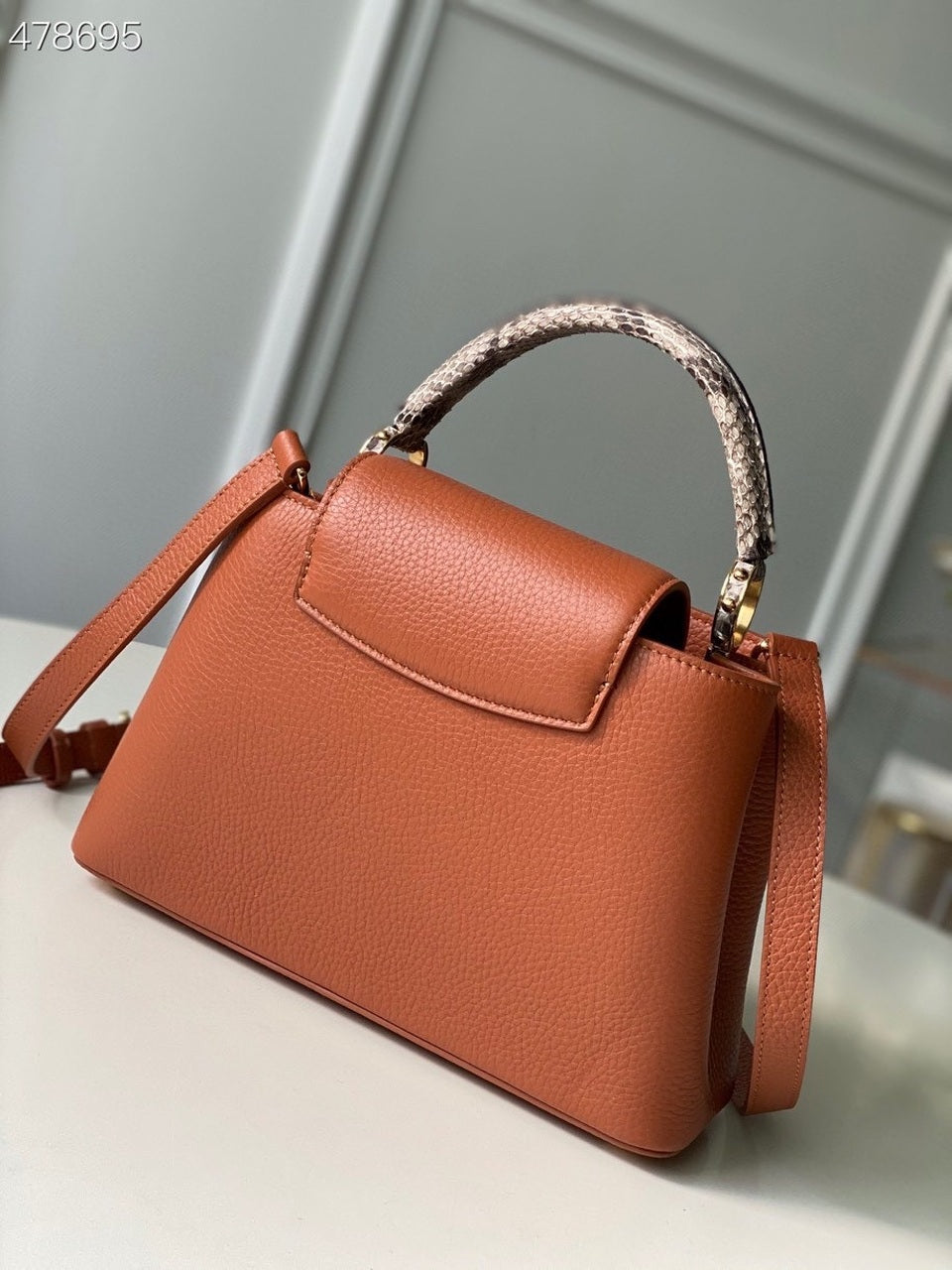 Top Quality Capucines Bb Taurillon And Python Brown Crossbody Bag