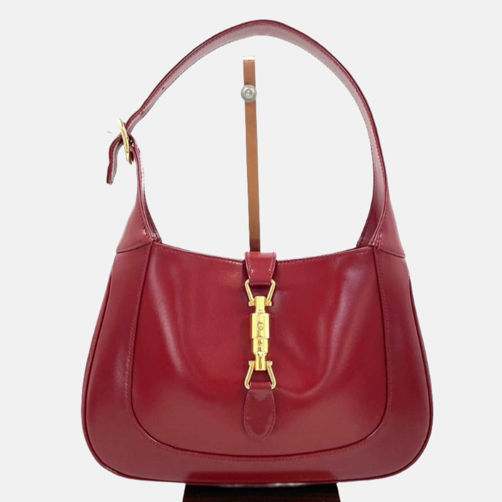 Gucci Jackie Burgundy Adjustable Strap Leather Red Small Travel Bag