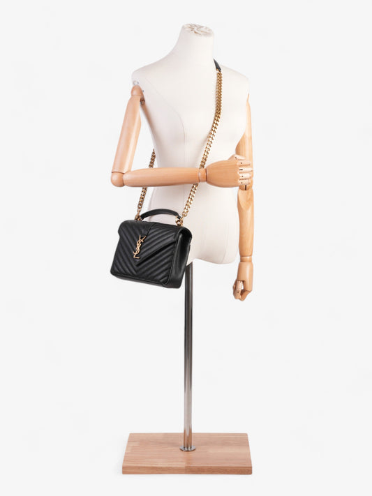 YSL Saint Laurent College Crossbody Bag Leather Lambskin Black
