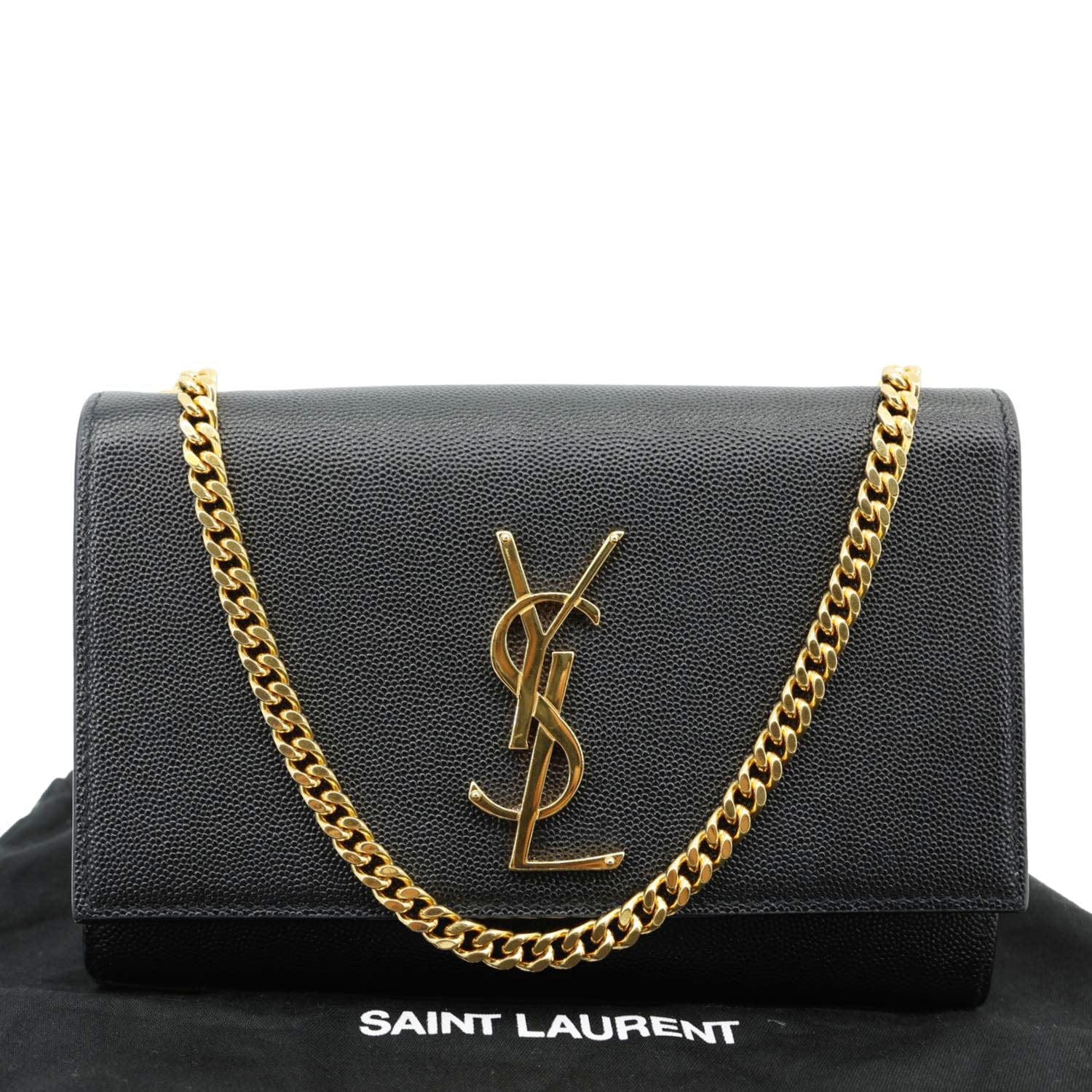 YSL Saint Laurent Yves Kate Grain De Poudre Crossbody Bag Leather Black Small