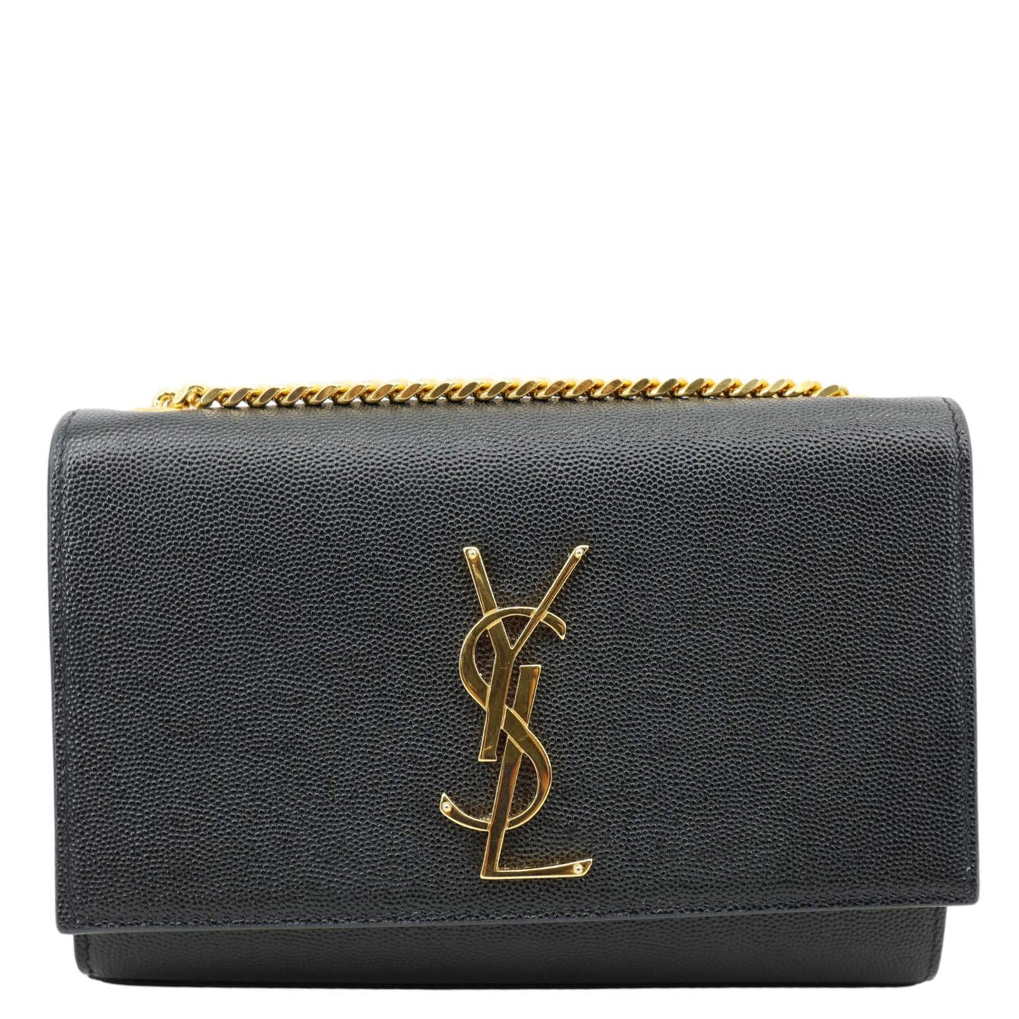 YSL Saint Laurent Yves Kate Grain De Poudre Crossbody Bag Leather Black Small