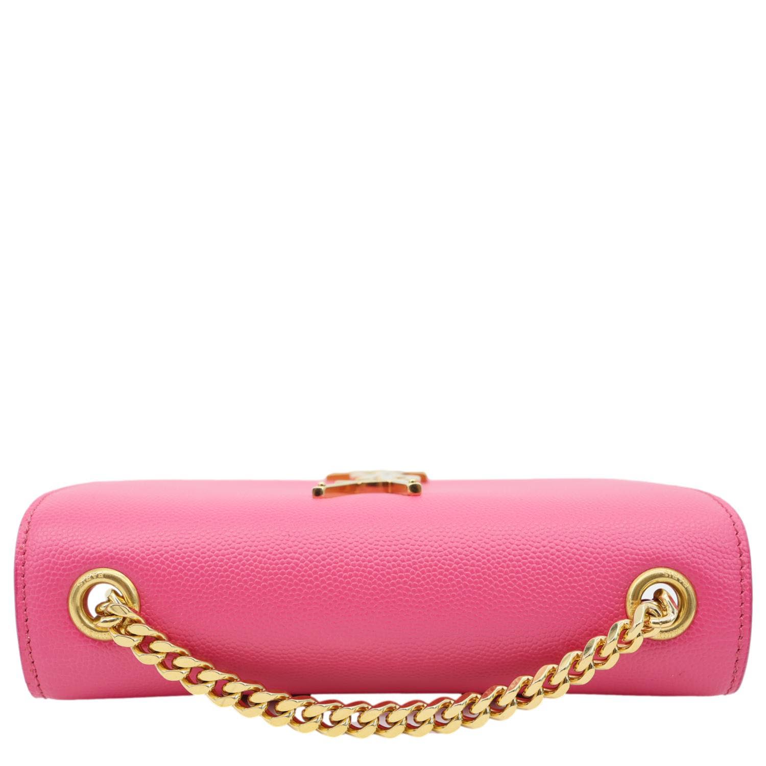 YSL Saint Laurent Yves Kate Pebbled Crossbody Bag Leather Pink Small