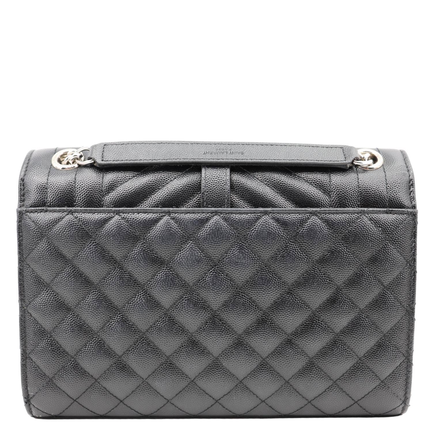 YSL Saint Laurent Yves Envelope Mix Shoulder Bag Leather Matelasse Black