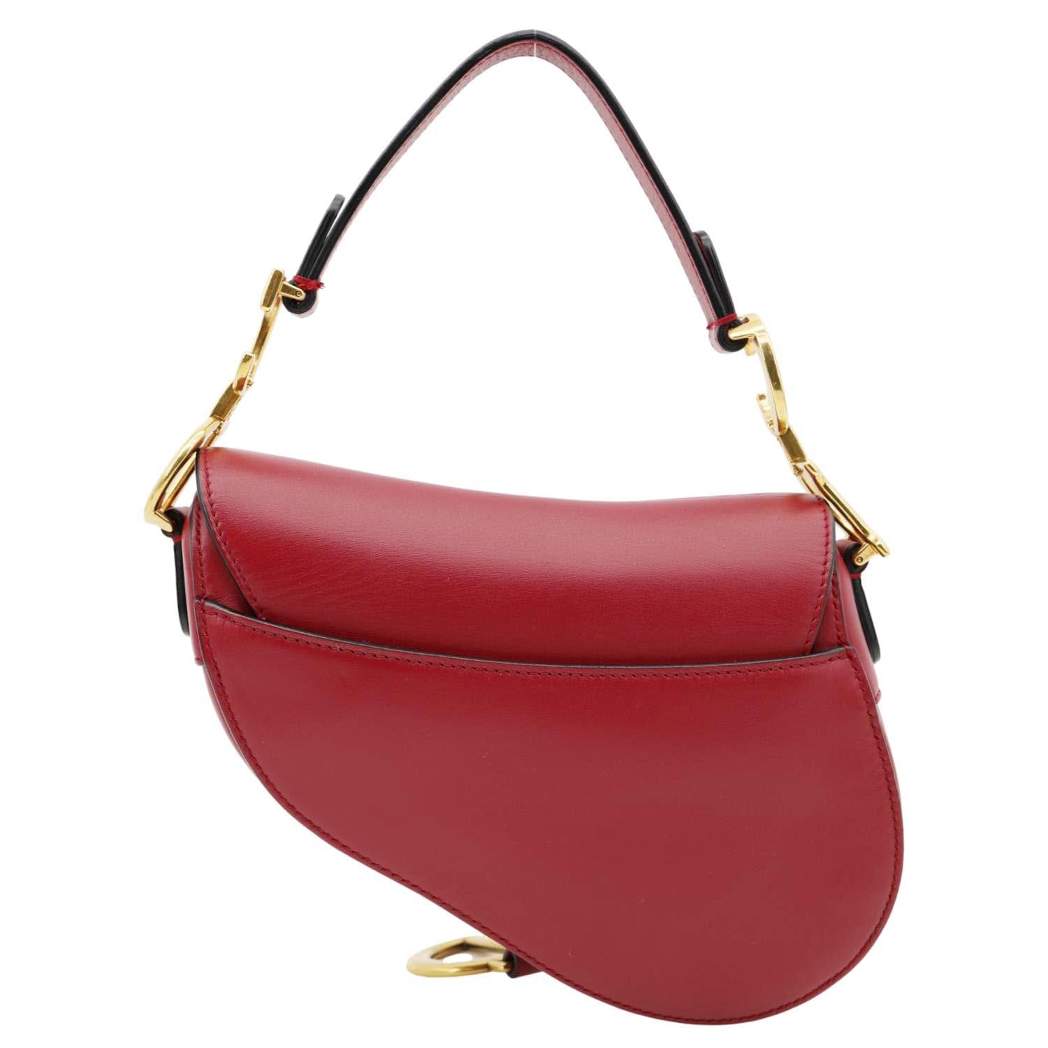 Dior Saddle Smooth Shoulder Bag Maroon Leather