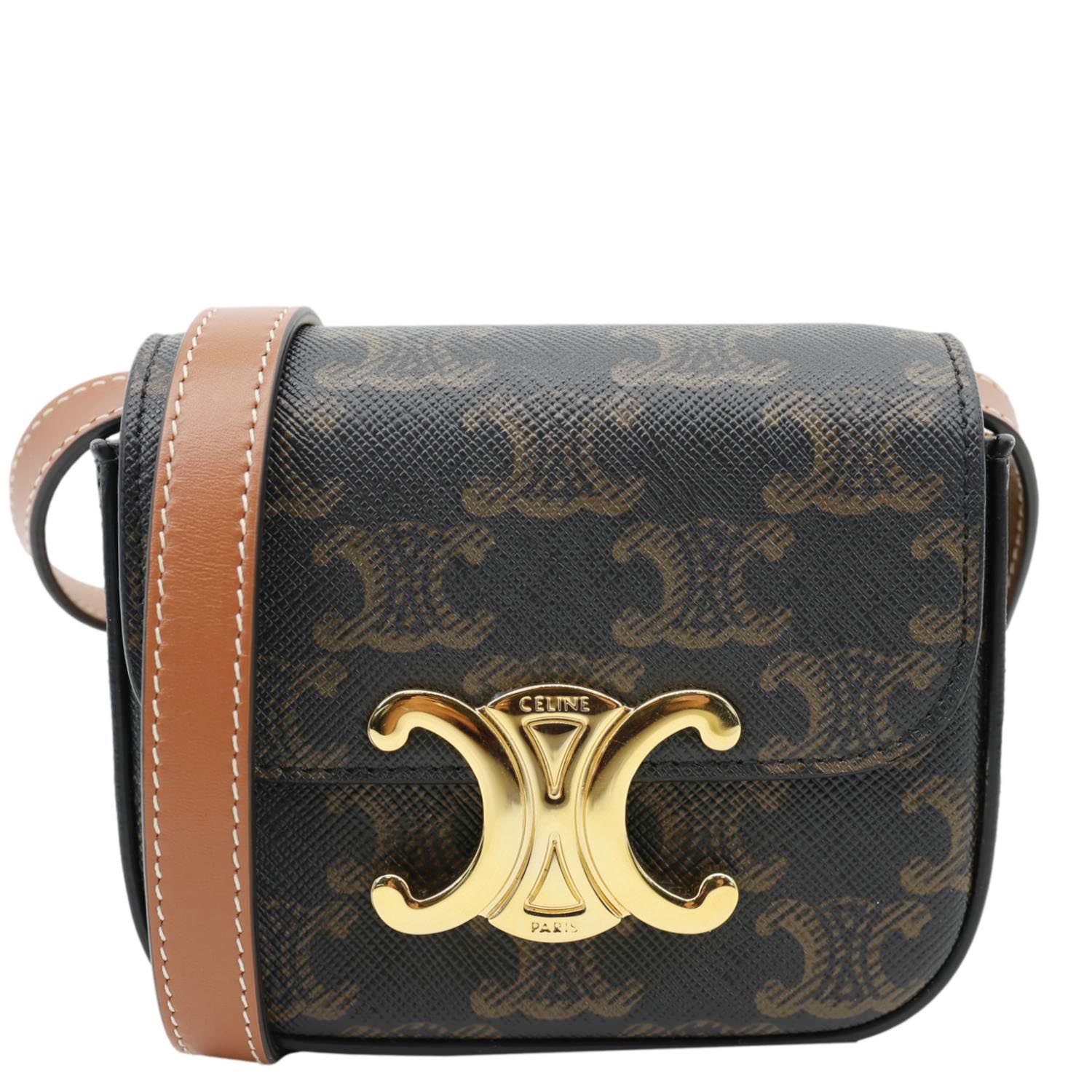 Triomphe Shoulder Bag Canvas Brown