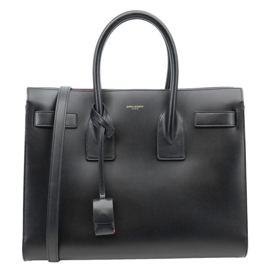 YSL Saint Laurent Yves Sac De Jour Satchel Shoulder Bag Leather Black Small Satchel Bag