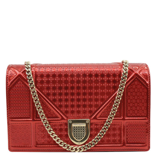 Dior Crossbody Bag ama -Cannage Leather Patent Red